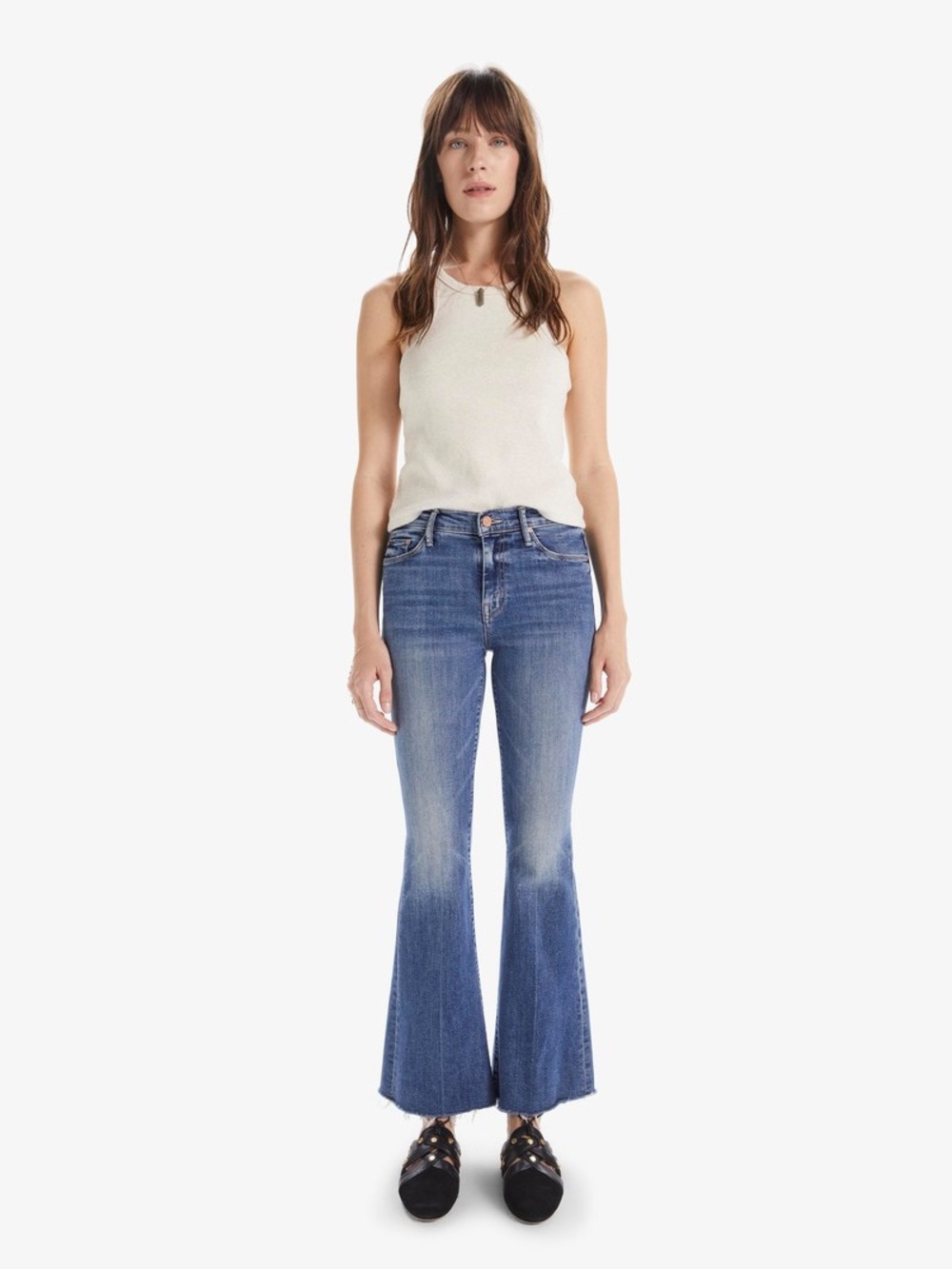 Mother The Weekender Fray Walking On Coals Flare Jeans Size 28